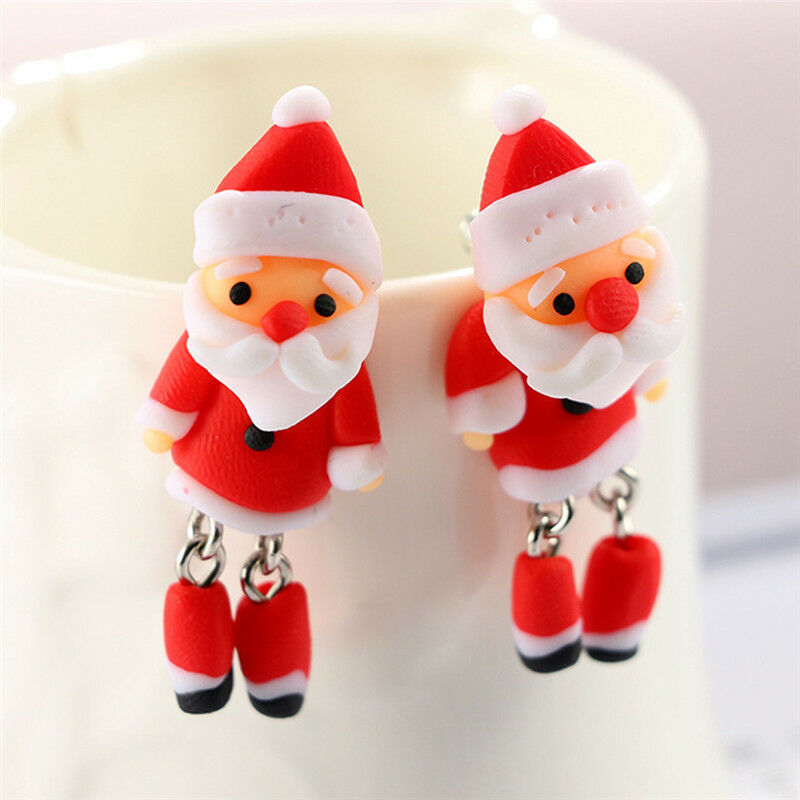 Christmas Santa Claus Earrings Handmade Polymer Clay Ear Stud Earrings Jew.l8