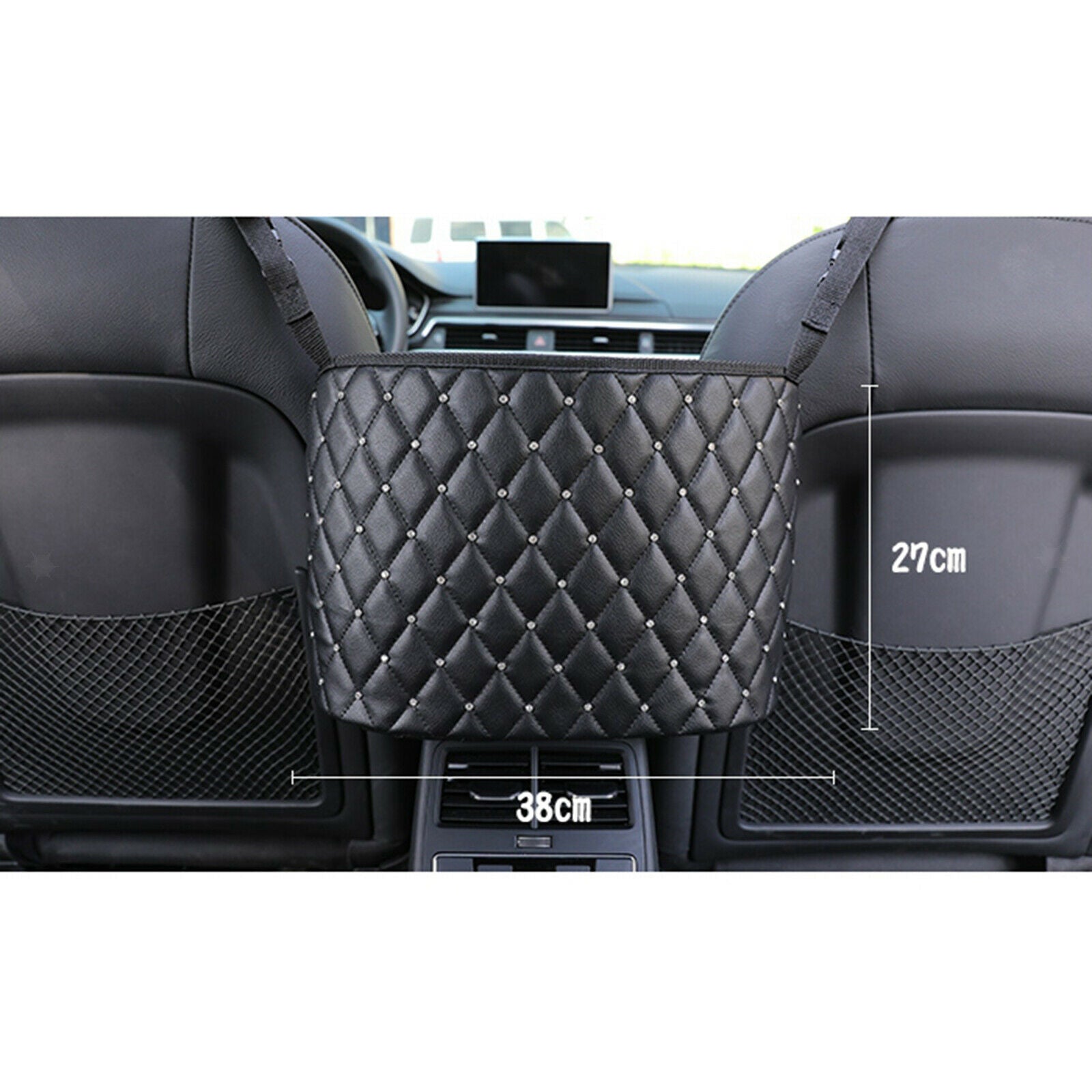 Car Net Pocket Handbag Holder Organize Nylon Between Car Seat Storage Black