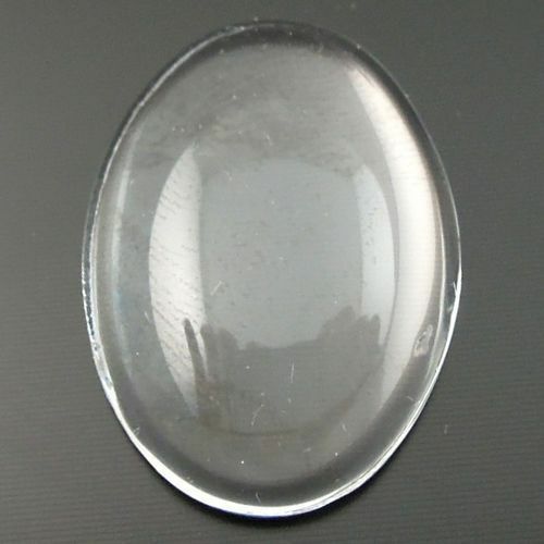 20pcs Clear Glass Cabochons Oval Flat Back Cameo Time Gems Jewelry Craft 25*18mm