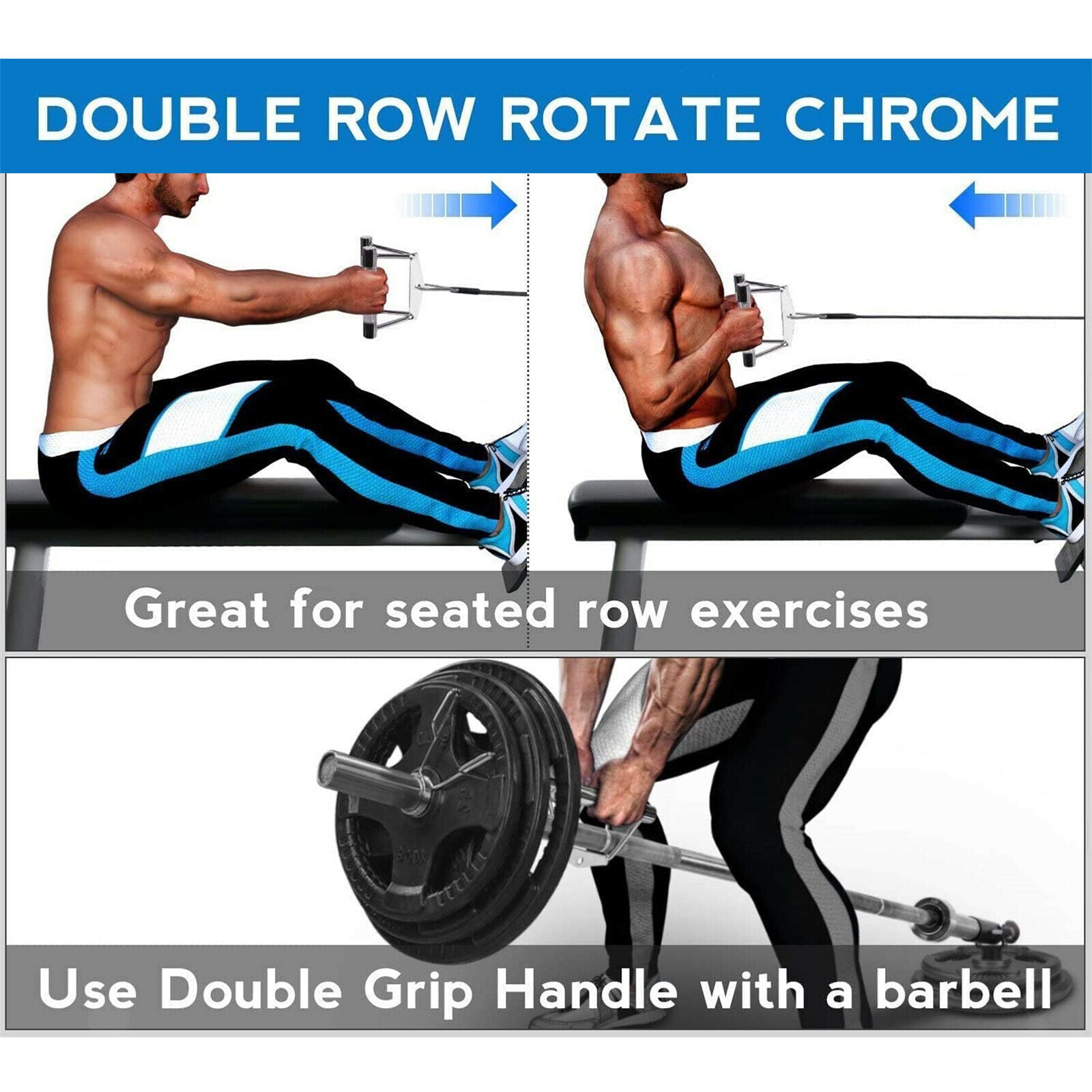 Rowing V-Shaped Bar Handle Gym Cable Equip Pull-Down Rod Attachment Set