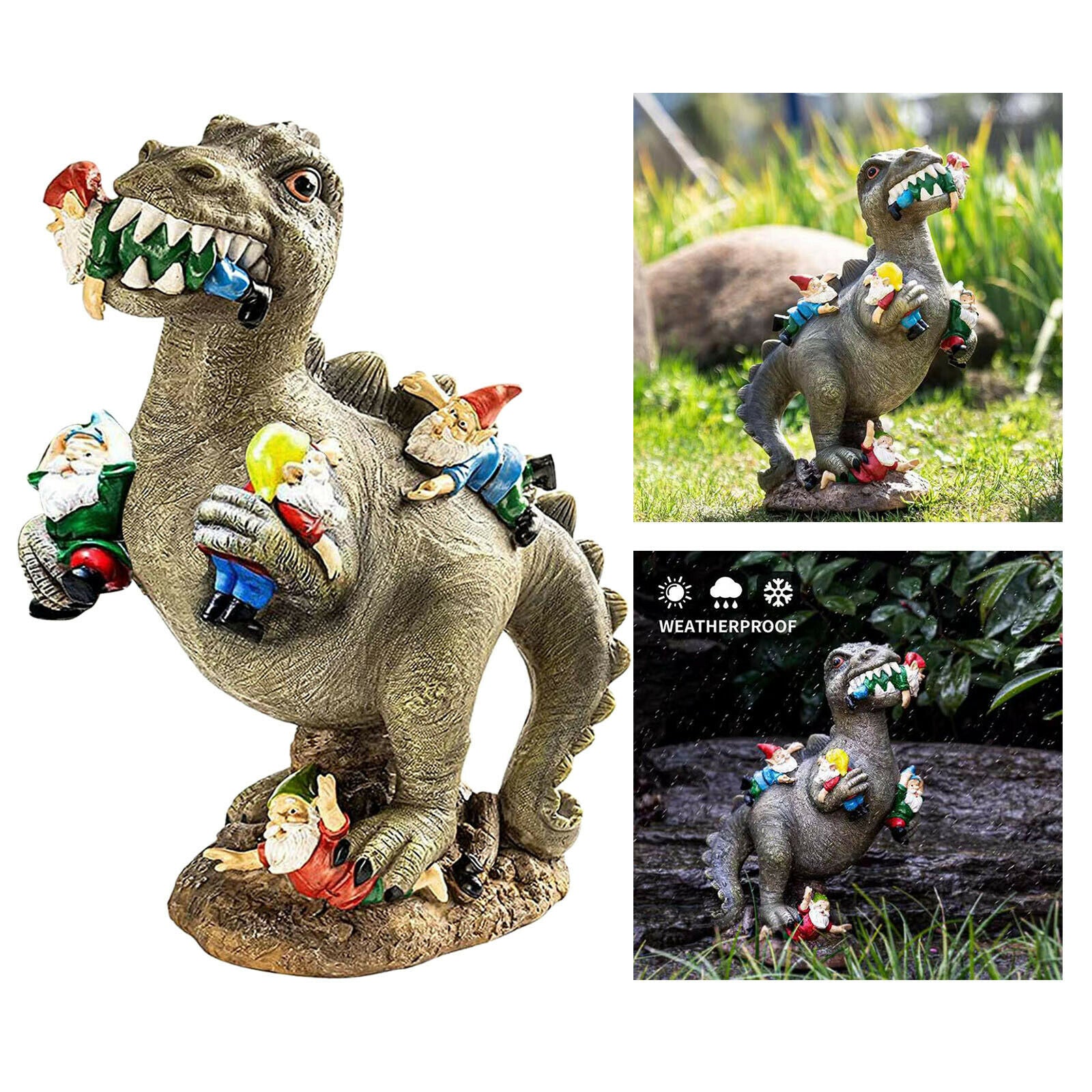 Garden Statue Dinosaur Gnome Sculpture Home Yard Backyard Indoor Decor