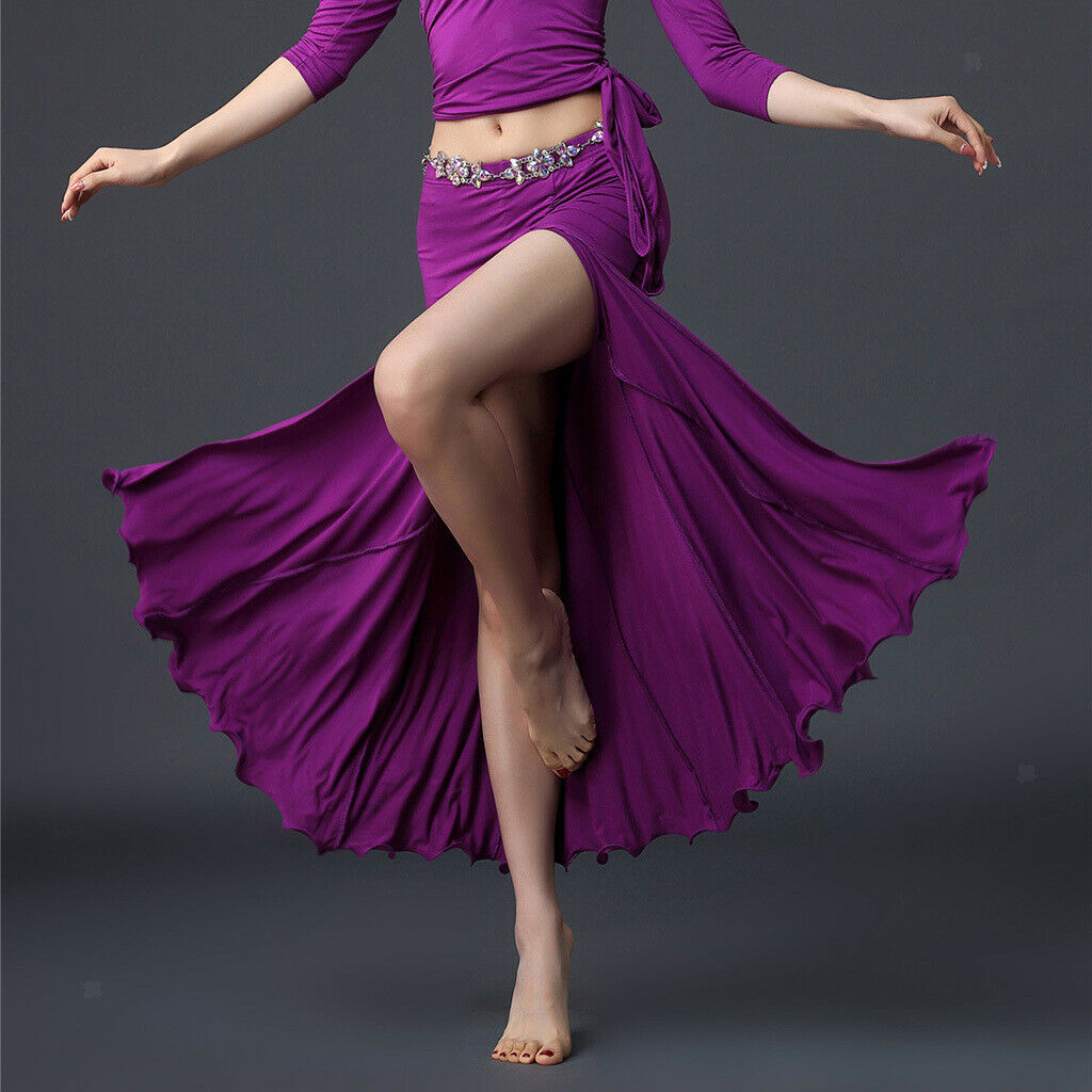 Lady Belly Dance Skirt Long Skirts Swing Dress Dance Costume Outfit Purple