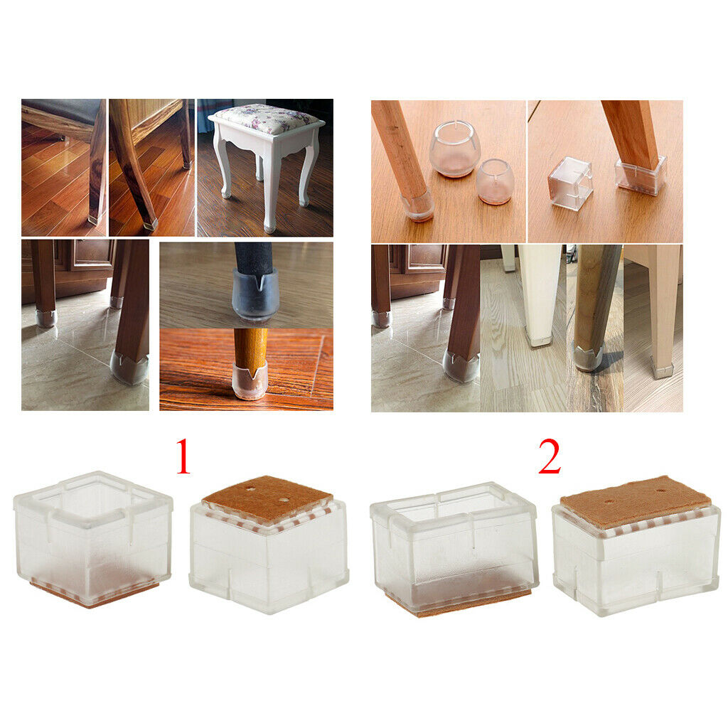 10 Pieces Caps For Chairs Legs Sofa Table In Four Dimensions Round Rectangle