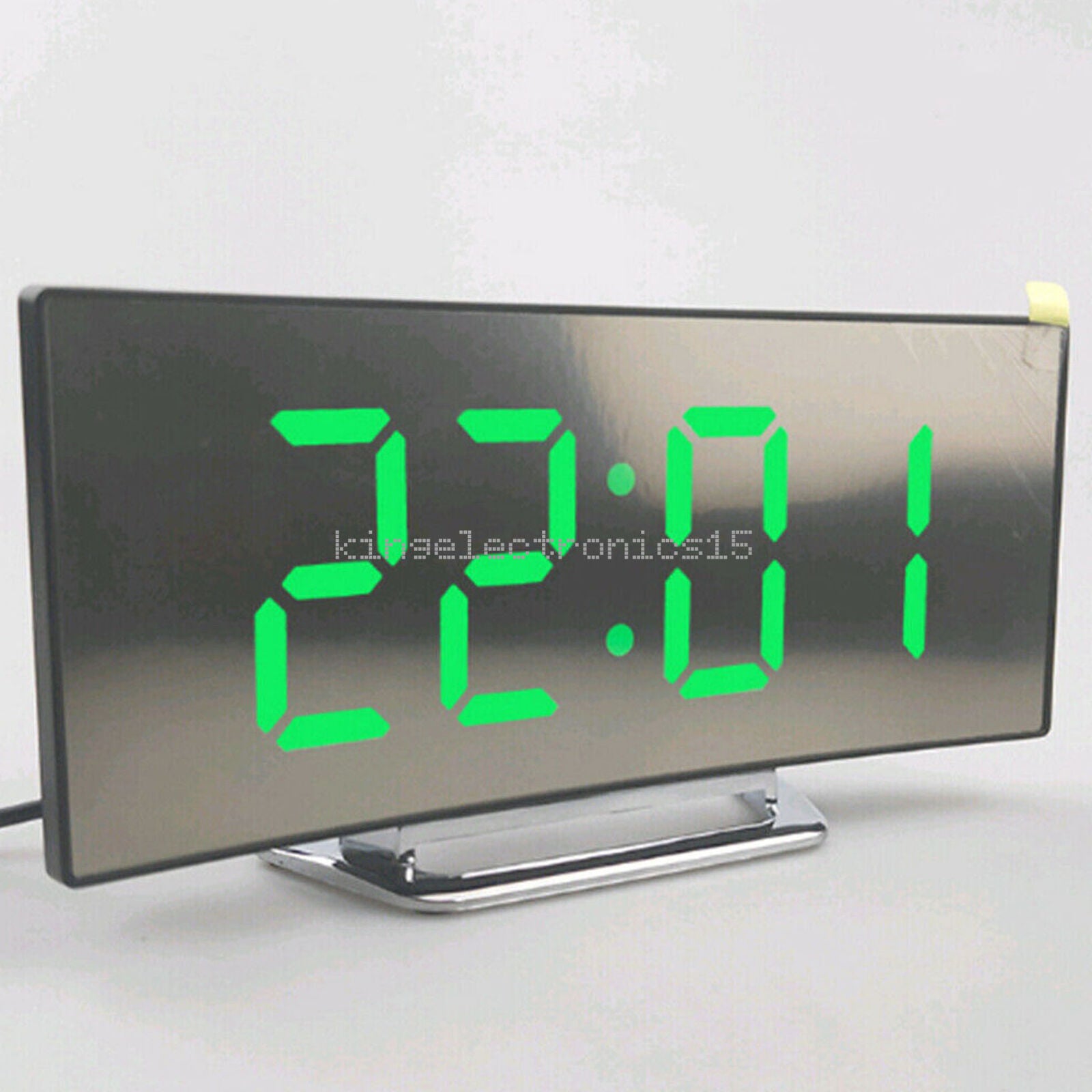 Night Light Alarm Clock Digital LED Green Display Battery Operated Mirror NEW
