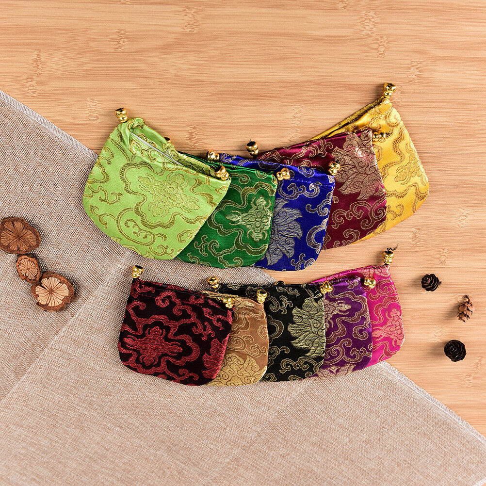 10X Chinese Handmade Mix Colors Silk Bag Coin Purse Gift Jewelry Bags Pou.l8