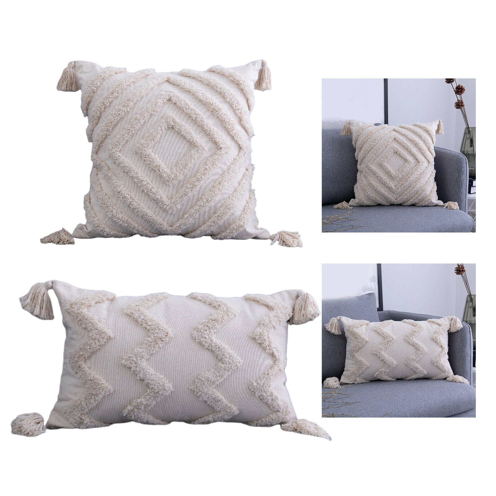 2Pcs Moroccan Boho Throw Pillow Covers Decorative Pillowcases Cushion Covers
