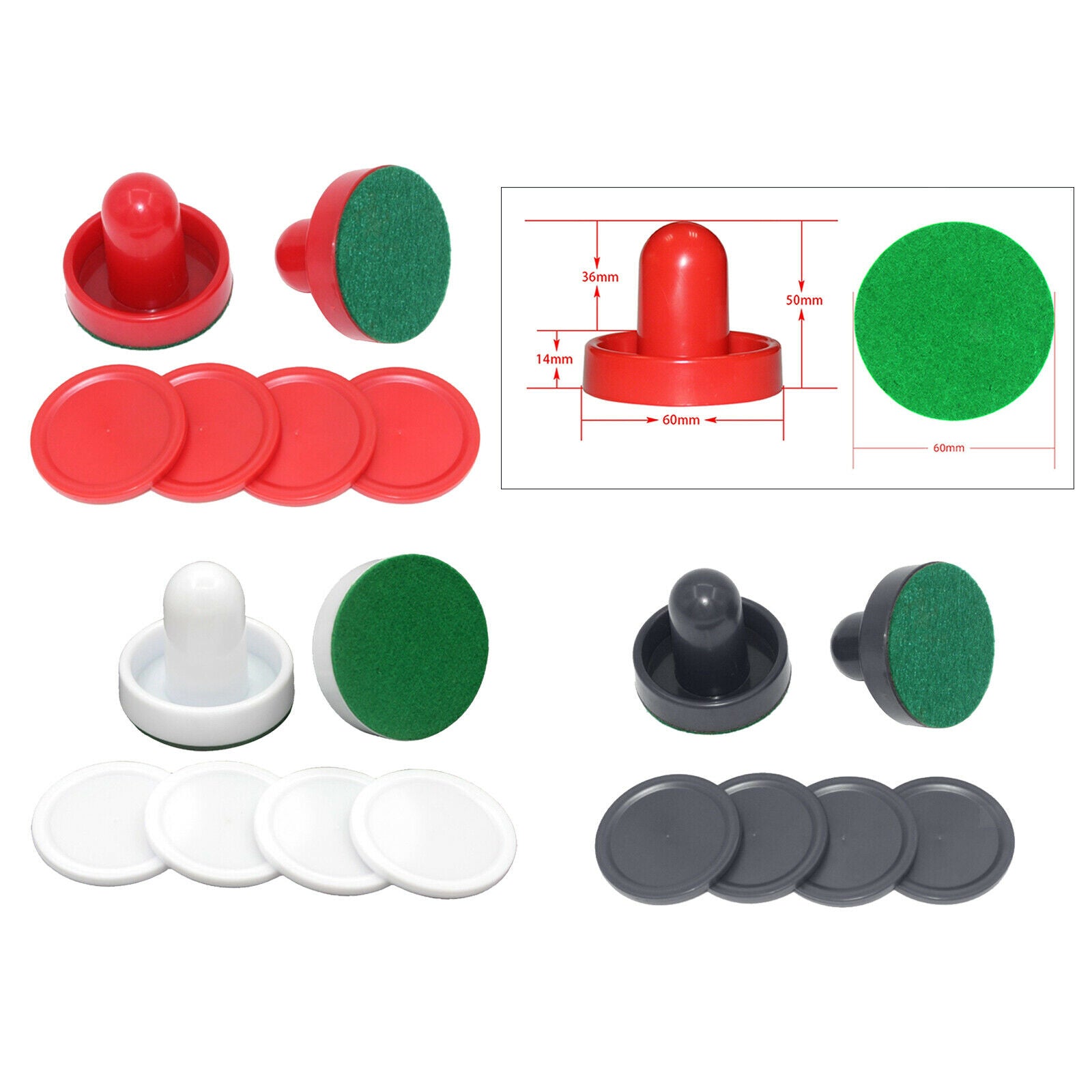 2PCS Air Hockey Pushers and 4PCS Pucks Family Game for Game Tables Red