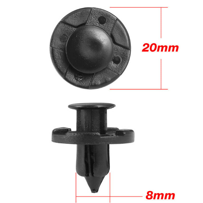 100x 8mm Plastic Rivet Fastener Mud Flaps Bumper Fender Push Clips For Nissa LS