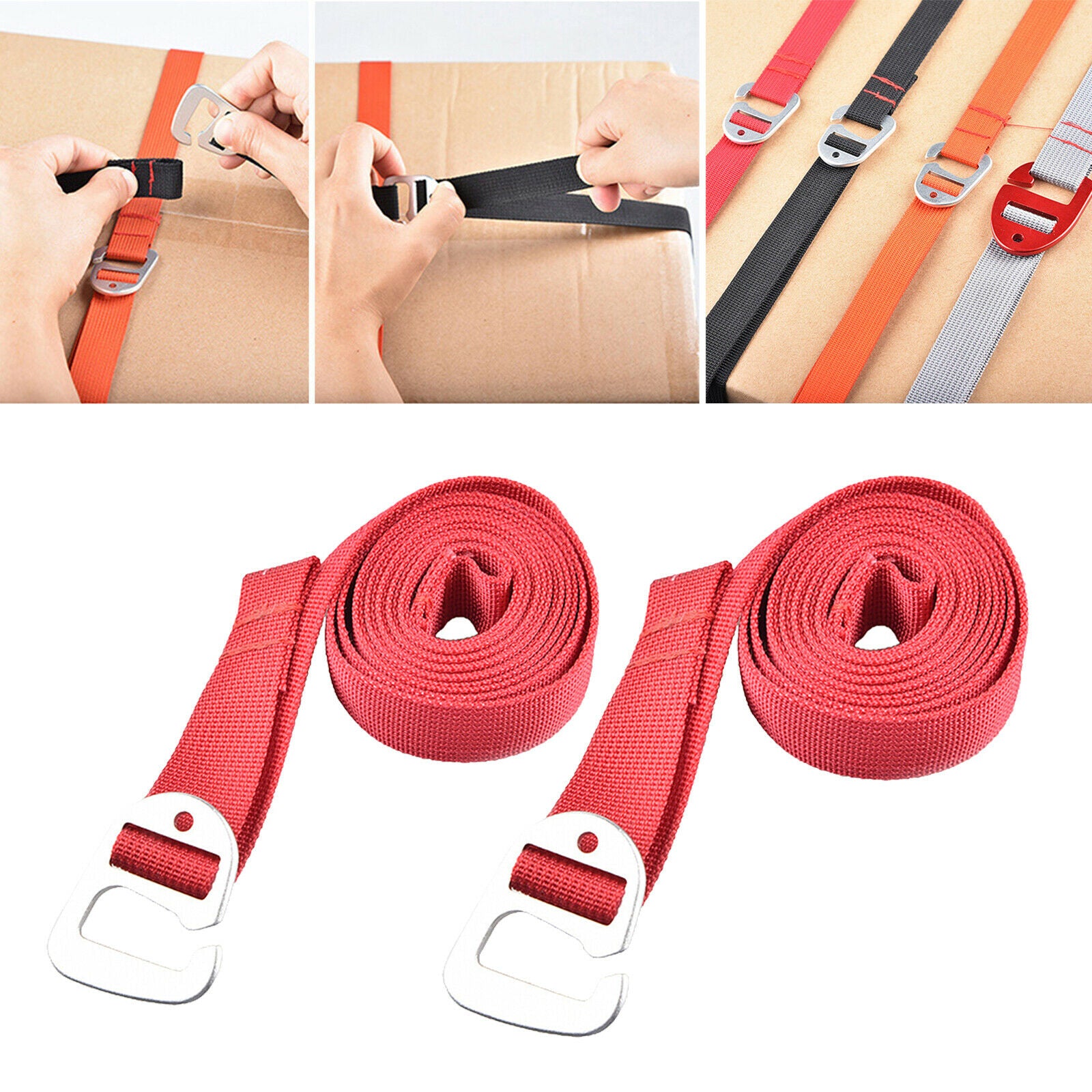 Heavy Luggage Strap with Hook Suitcase Safe Tie Belt Flat Bungee Cord 1m,Red
