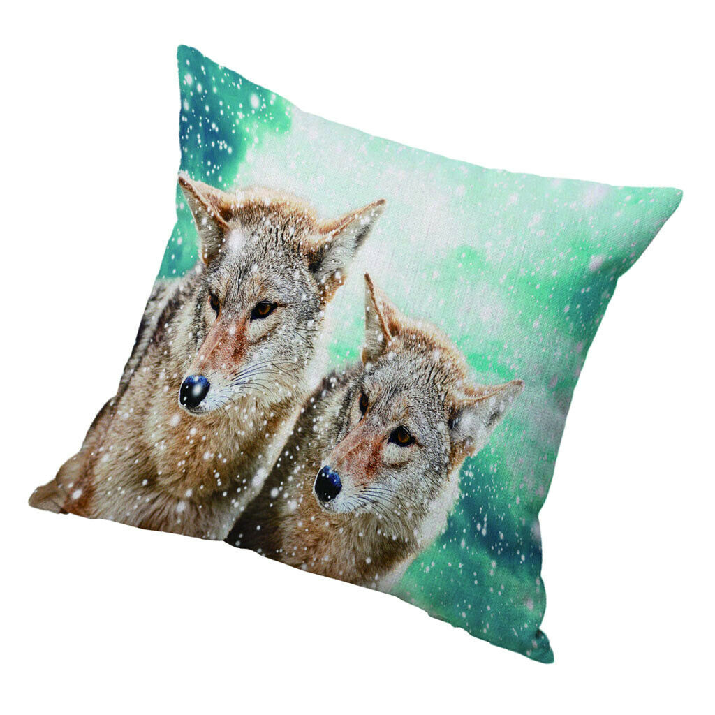 Velvet Animal Printed Throw Pillow Cover Cushion Sham Pillowcase 50cm Wolf