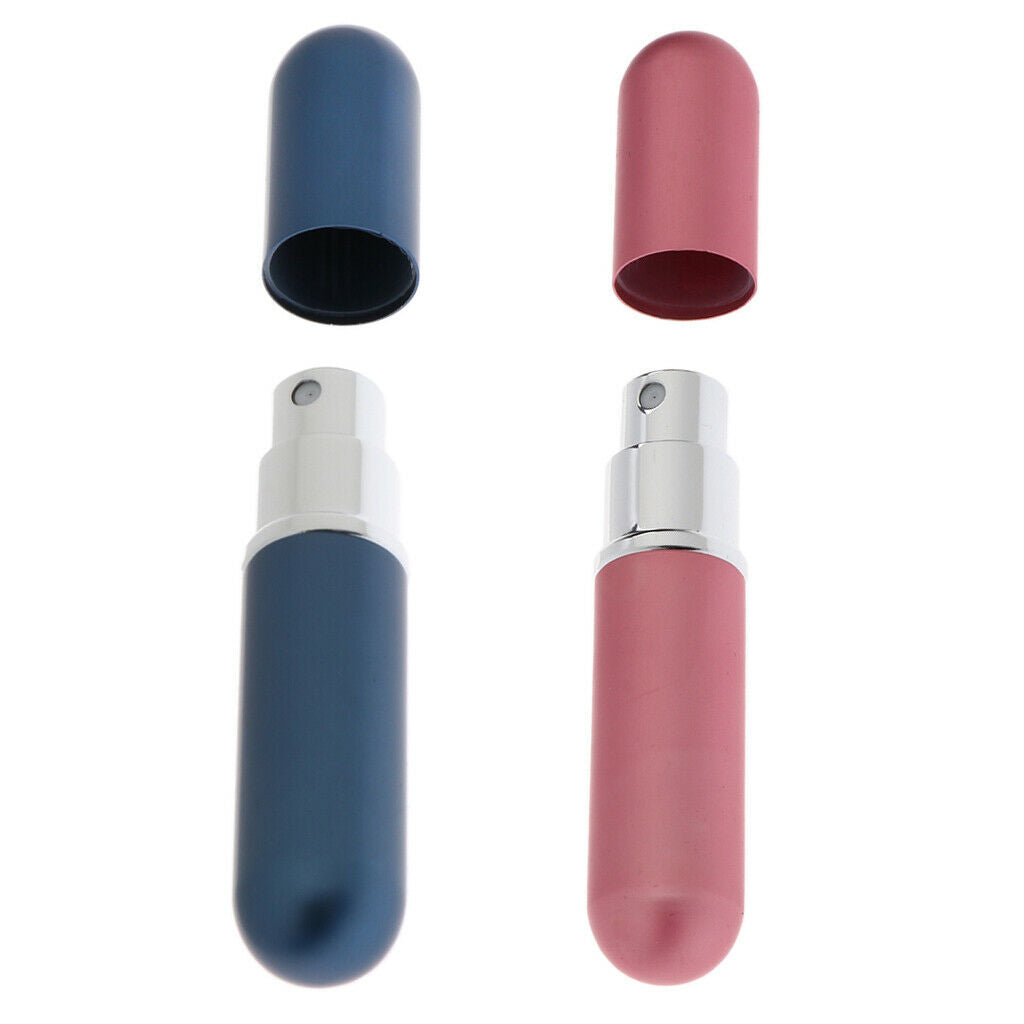 2pcs Aluminium 6ml Travel Refillable Perfume Atomizer Pump Spray Empty Bottles