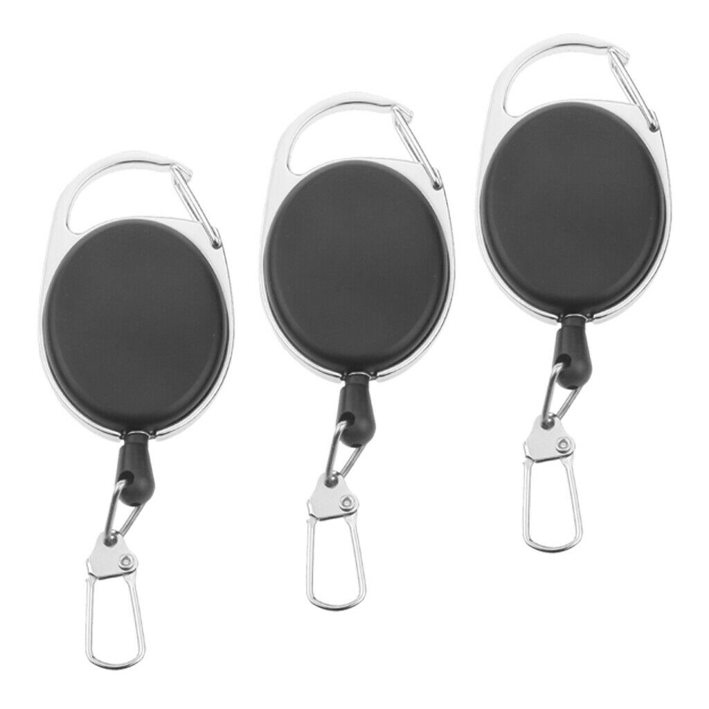 3pack Key Retractor Clip Belt Recoil Anglers Card ABS Plastic Fashion Gifts