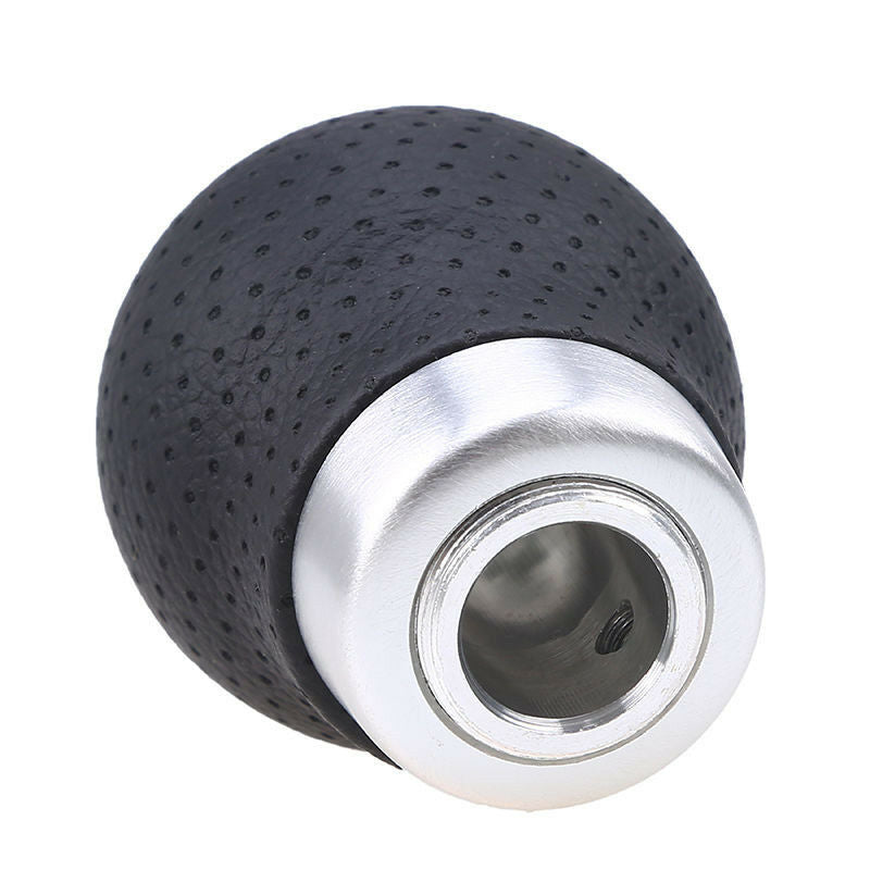 Black Leather Aluminum 5 Speed Gear Shift Knob Universal for Manual Transmission