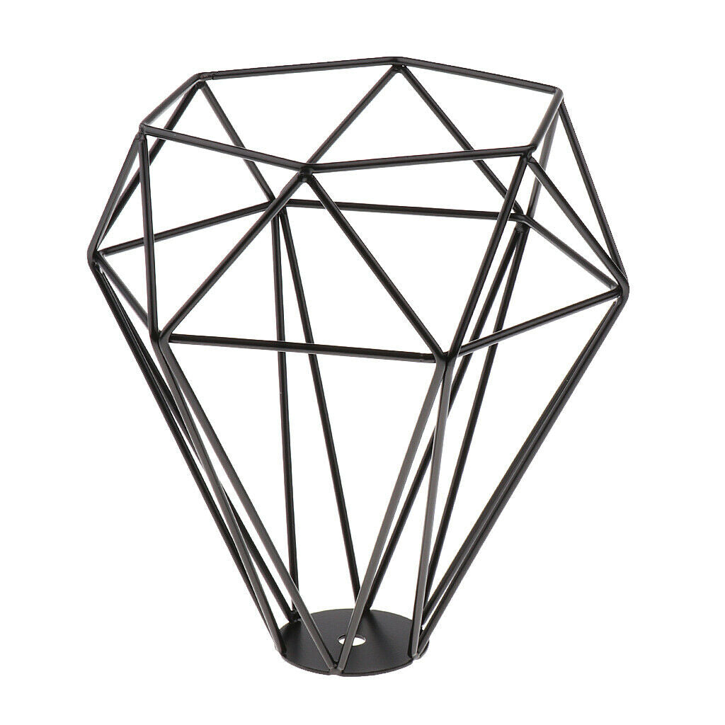 Retro Metal Diamond Pendant Ceiling Fixture Light Lamp Bulb Cage Decor Black