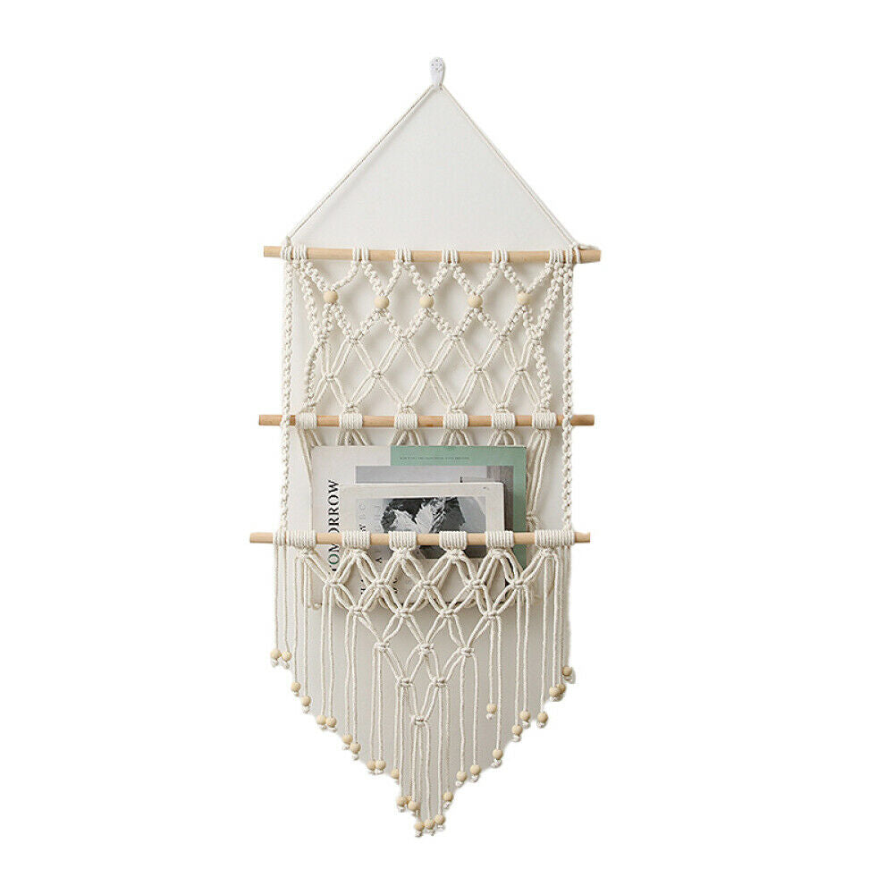 Wall Hanging Holder Magazine Storage Organizer Plants Pocket Net Woven Hanging