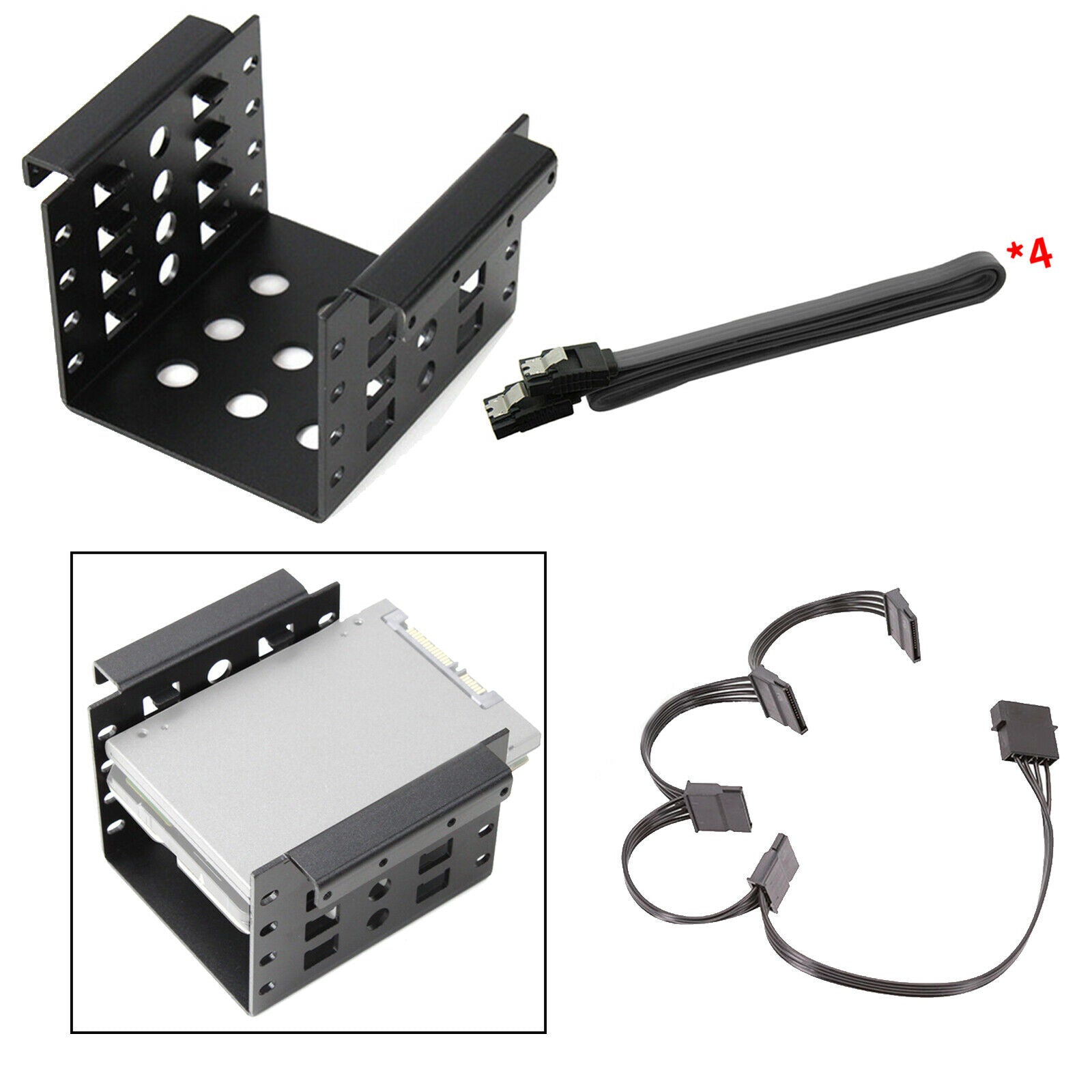 2x Metal 4-Bay 2.5" SSD HDD Hard Drive Caddy Bracket Rack Kit Spare Parts
