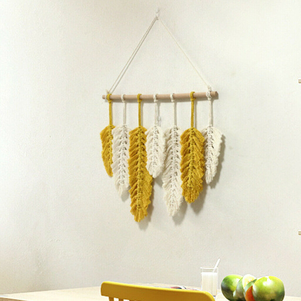 Hand-woven Soft Leaf Macrame Tapestry For Wall Decor