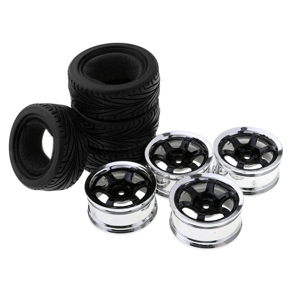 4 Pieces RC Vehicle Wheels Tire Rim Set 12mm Hexagon for 1/10 on Road Car Parts