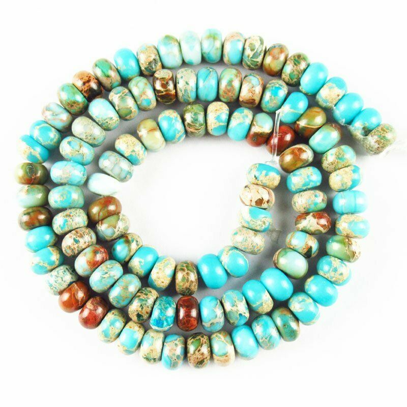 6x4mm Sky Blue Man-made Sea Sediment Jasper Rondelle Loose Bead 15.5 " 620DHS