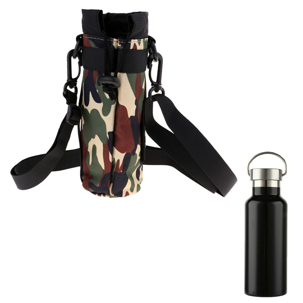 500ml Black Camping Hiking Travel Sport Bottle Water Drinking Vacuum Cup and