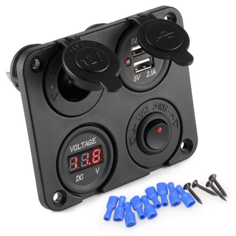 LED 24V 2.1A Car Cigarette Lighter Socket Dual USB Charger Adapter Voltmeter