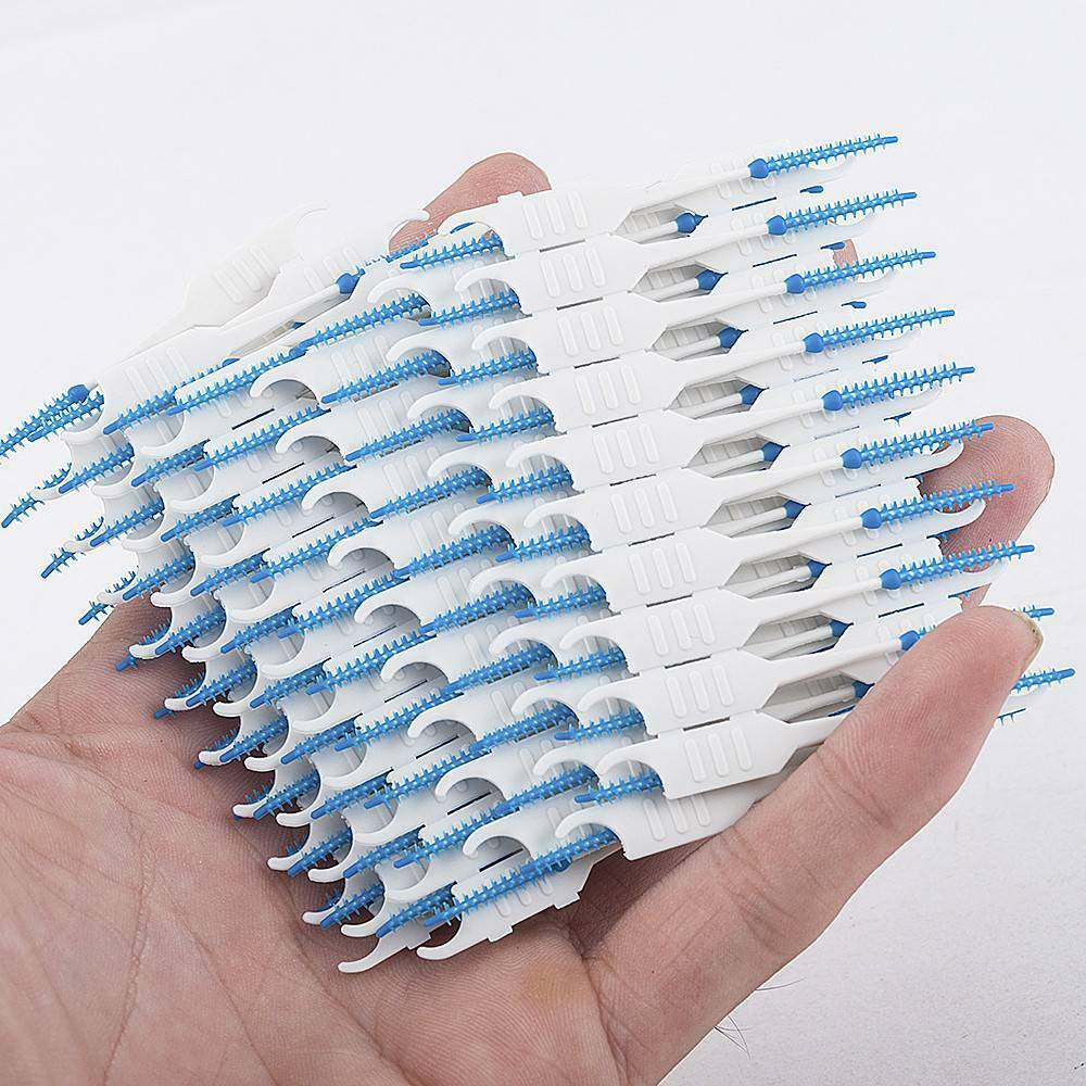 120 Pcs Dual Toothpick Oral Interdental Cleaner Teeth Floss Dental Gum Brush ~