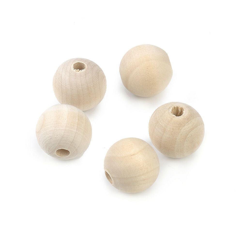 50pcs Unpainted Natural Unfinished Wood Beads Round Spacer Wooden Bead 14mm