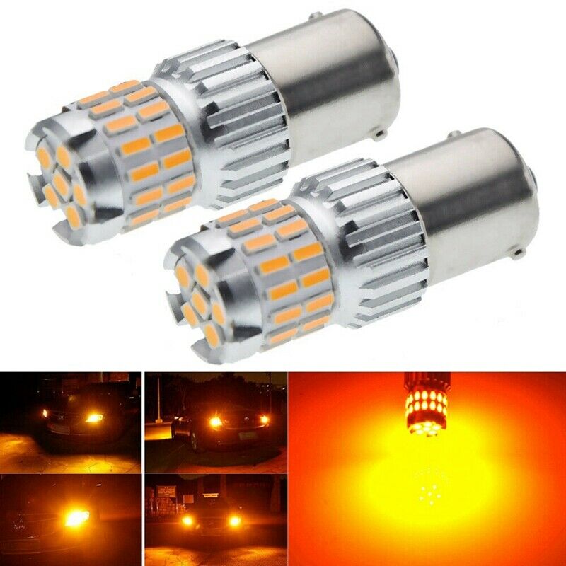 2 x 1156 BA15S 7506 Amber Yellow Car LED Turn Signal Corner Light Bulb P21W X9Y5