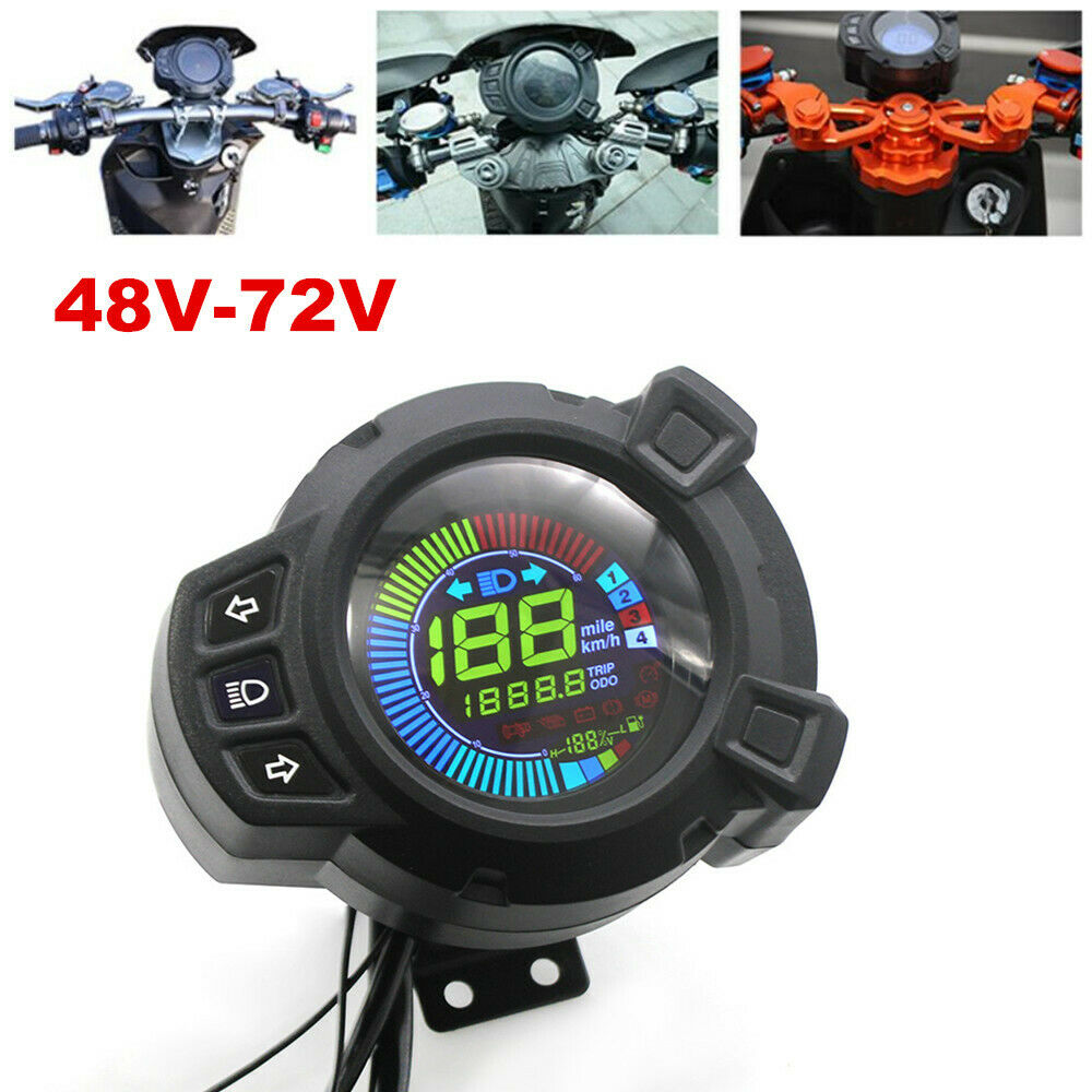 48V-72V Scooter Bike Color Display LCD Screen Gauge Odometer Moped Speedometer