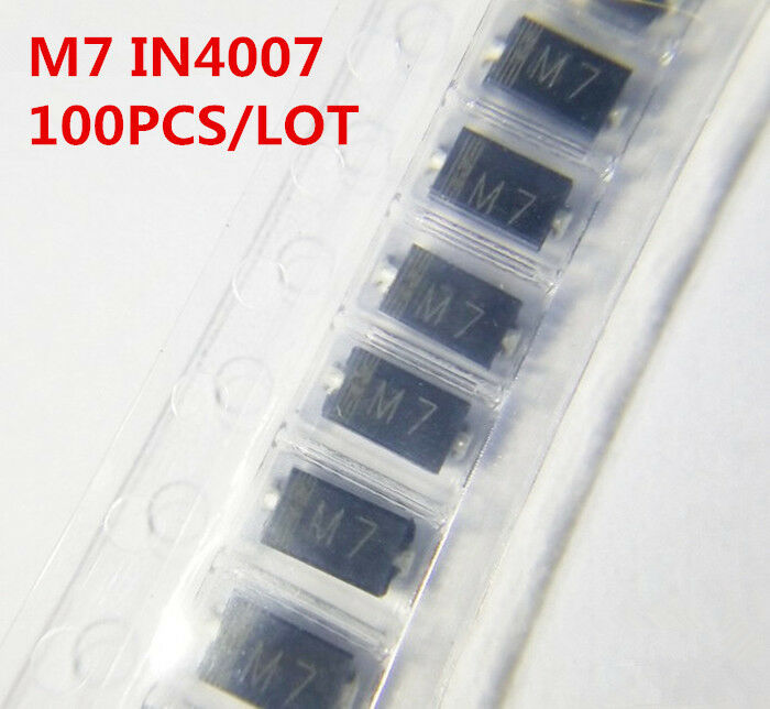 100Pcs/Lot M7 SMA 1N4007 IN4007 4007 1A 1200V Rectifier Diode