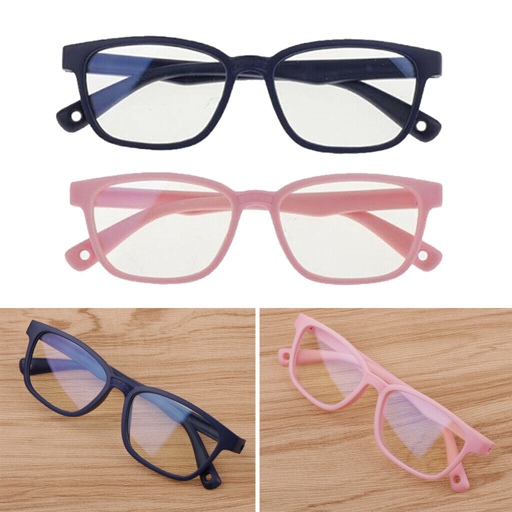 2pcs Plastic Stylish Kids Eyeglass Soft Frame Glasses Anti Eyestrain Eyewear