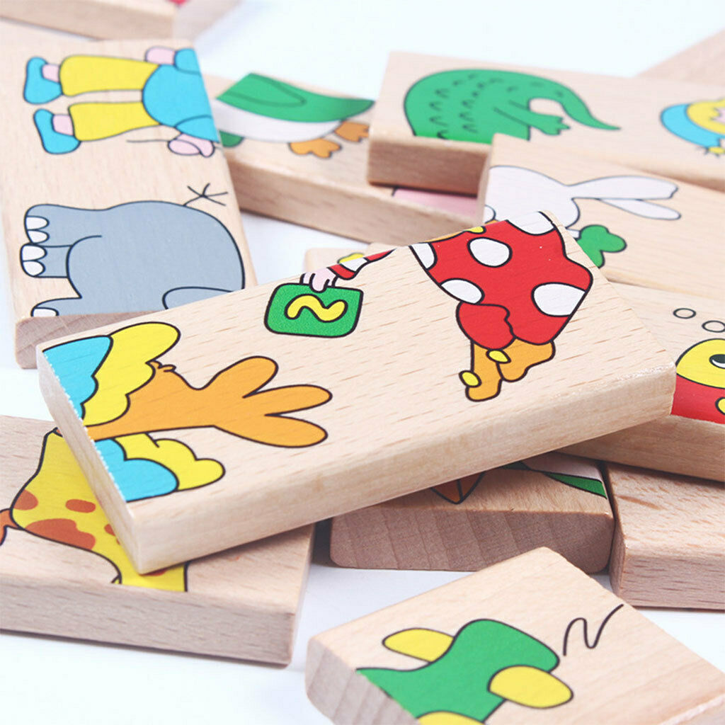 Domino Animal Puzzles 15 Pieces Set for Children 1 2 3 4 6 Years Old Child