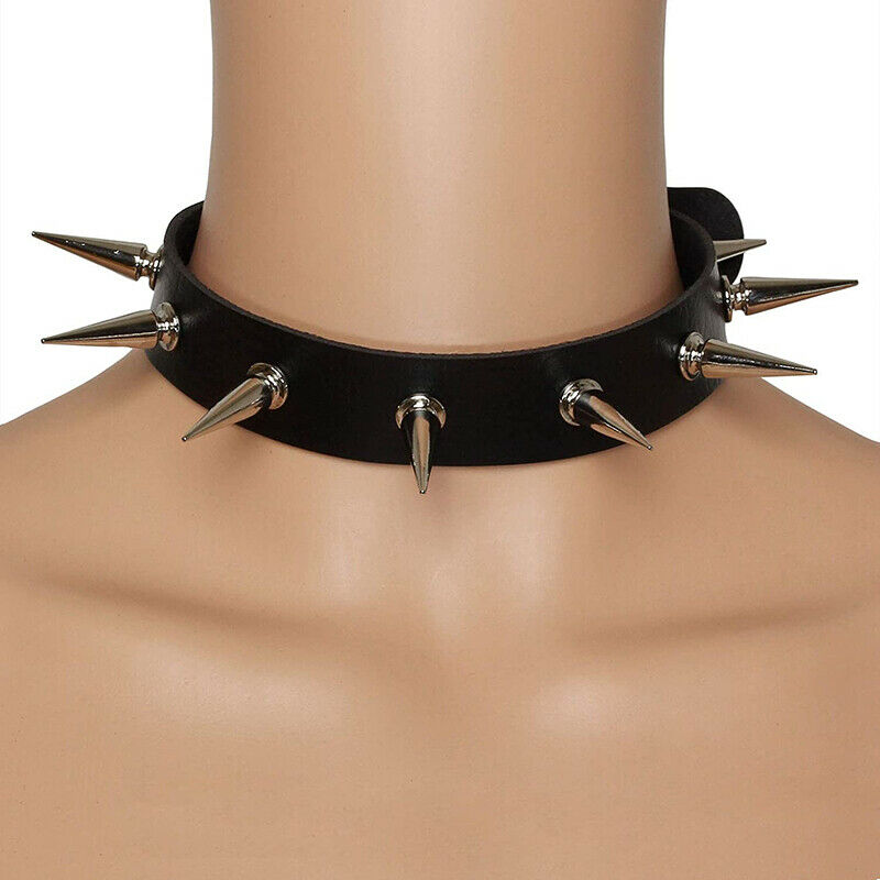 Adjustable Choker Rivet Necklace Leather Harajuku Spikes Gothic Punk Jewelery HN