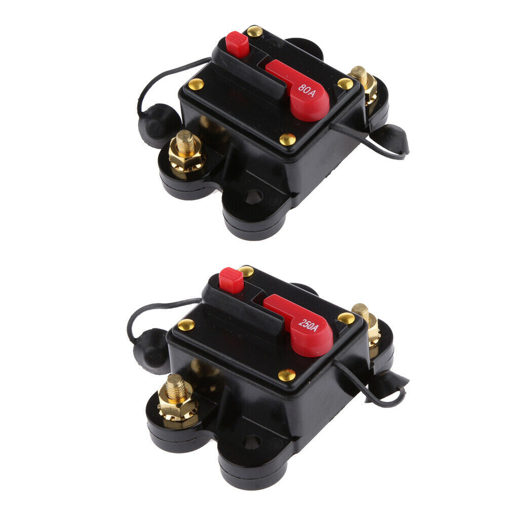 12V 24V Inline Auto Circuit Breaker 80A+250A Manual Reset Boat Accessory