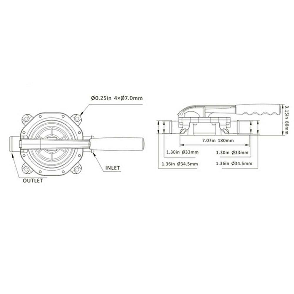 720GPH Boat Marine Manual Diaphragm Hand Bilge Waste Water Transfer Pump GOOD