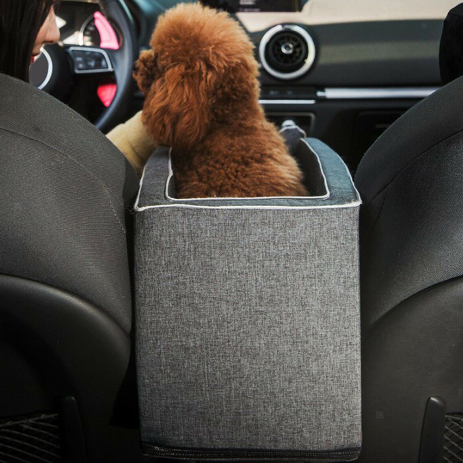 Pet Car Booster Seat Dogs Carrier Car Seat Basket with Summer Mat Grey