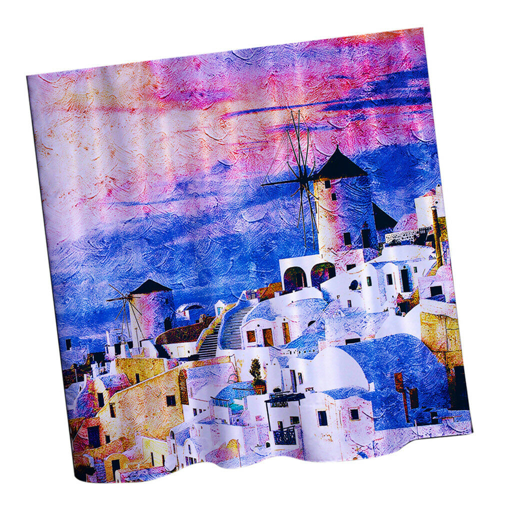 Greece Print Shower Curtain Water Resistant 180x180cm Machine Washable