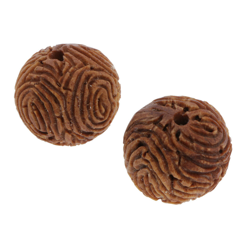2pcs Carved Peach Pit Beads Wooden Loose Spacers Beads For Mens Bracelet DIY