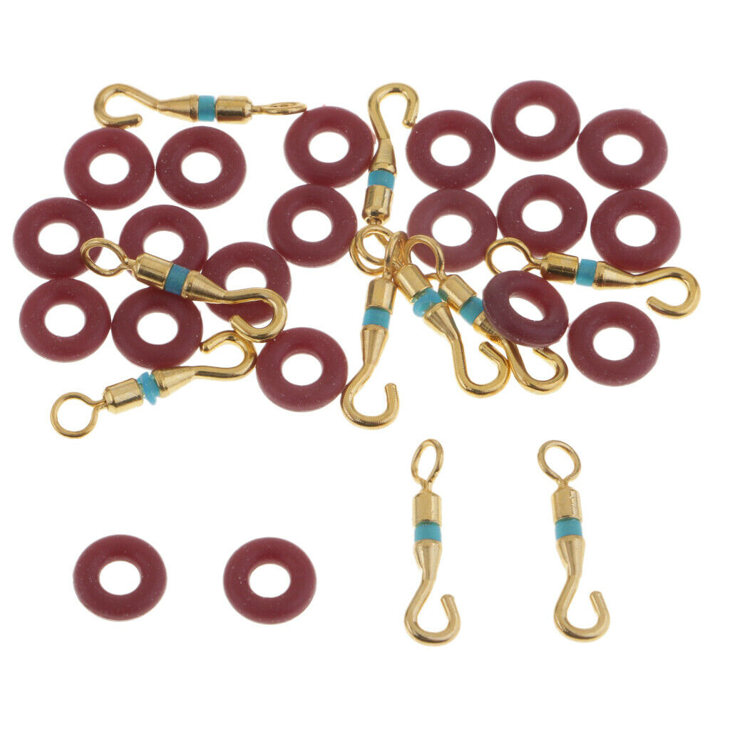 10pcs Opening Swivels + 20pcs O Shaped Rings Fishing Line Connector Buffer L