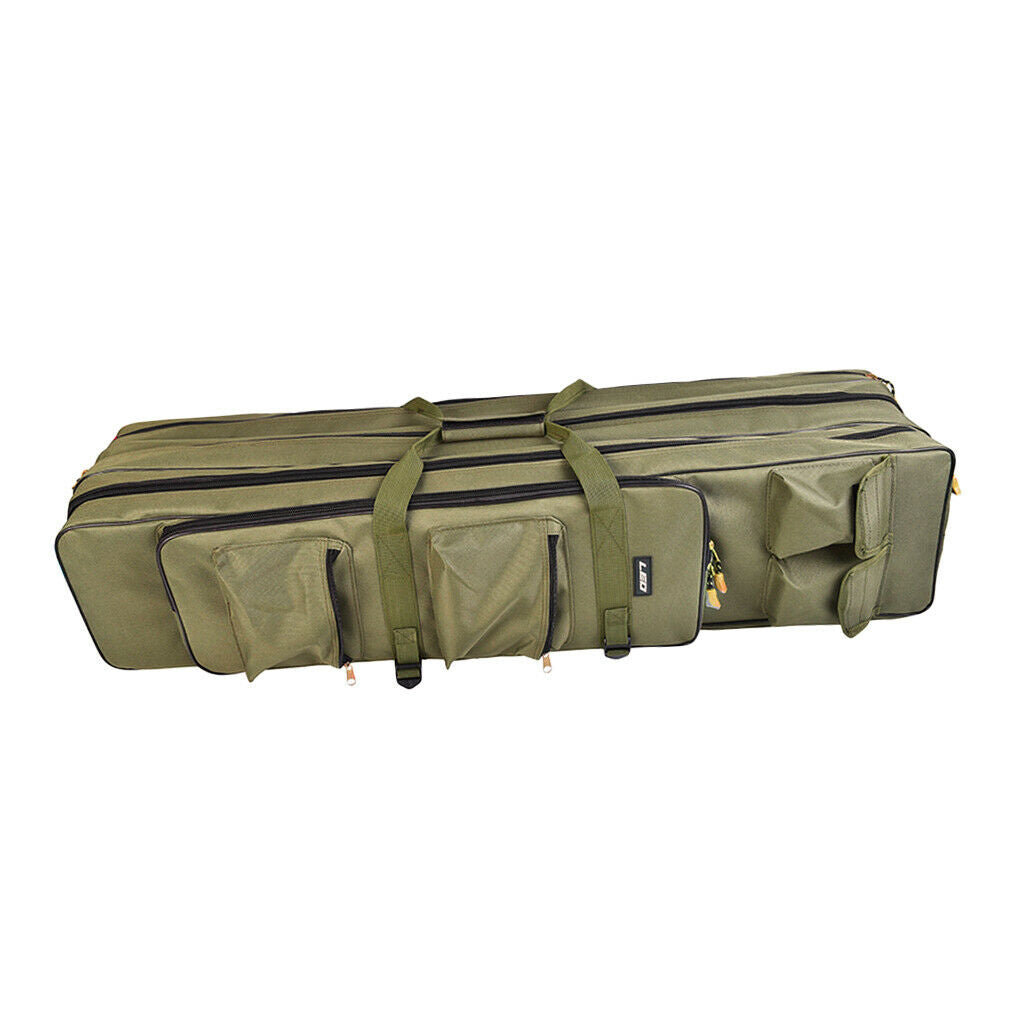3 Layer Fishing Rod Carrier Reel Case Bag Tools Organizer Traveling Holder L