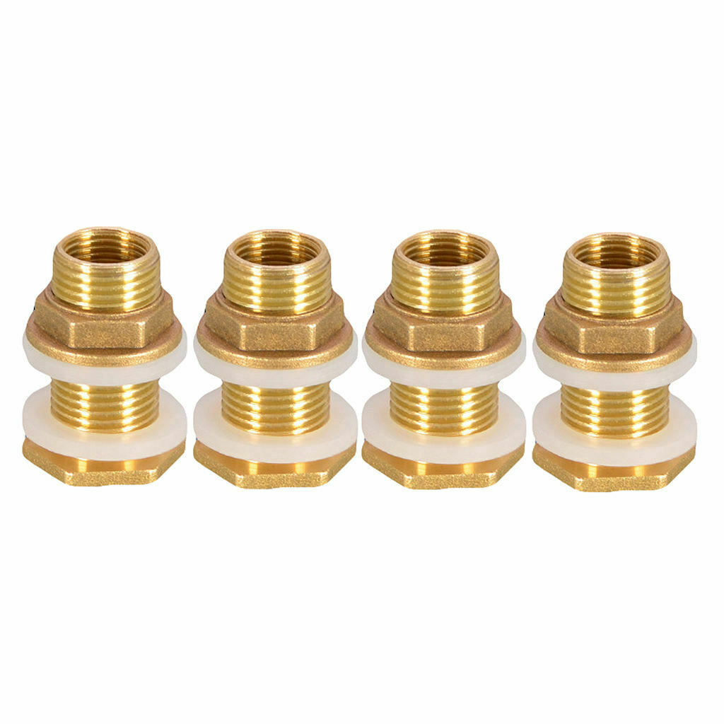 4x Solid Brass Water Tank Connector DN15 M1/2'' for Water Tanks Garden