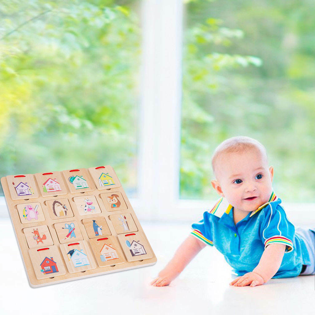 Matching Puzzles Wood Craft Toys Finding House Montessori for Toddlers