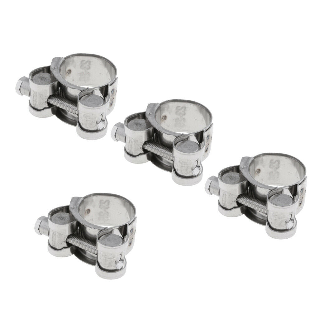 4Pcs Universal 23-25mm Motorcycle Exhaust Pipe Clamp Caliper Stainless Steel