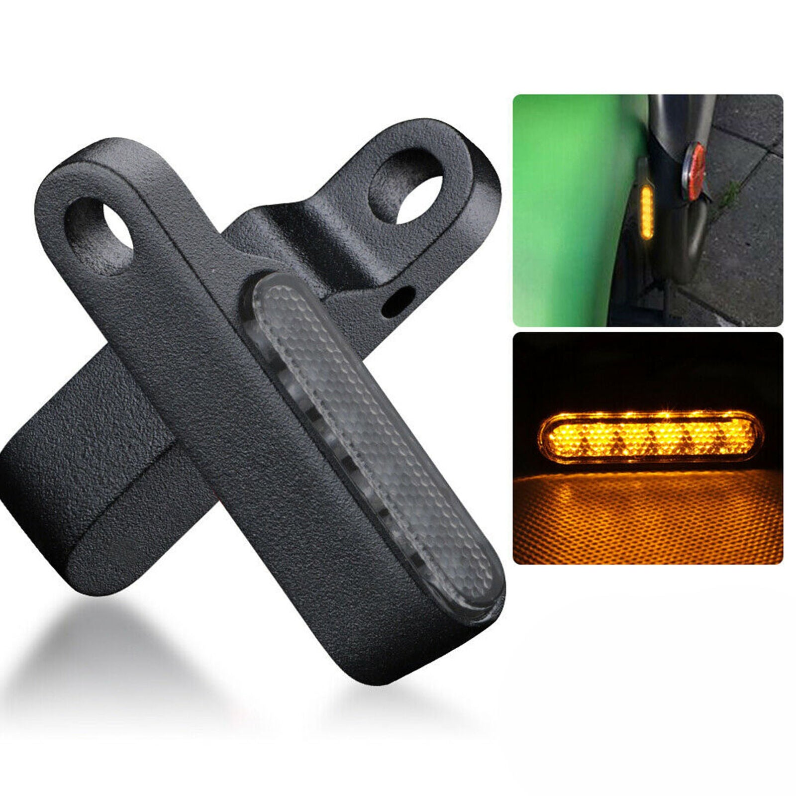 2X Mini LED Motorcycle Turn Signal Indicator Amber Blinker Light Lamp Black
