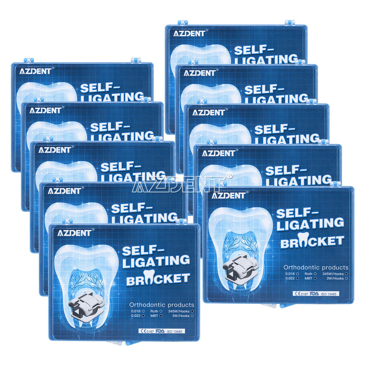 20X AZDENT Dental Orthodontic Self-Ligating Brackets MBT .022 Hooks 3 4 5 & Tool