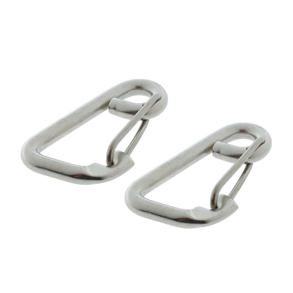 2x 6cm 304 Stainless Steel Spring Snap Hook Buckle Carabiner Rock Climbing