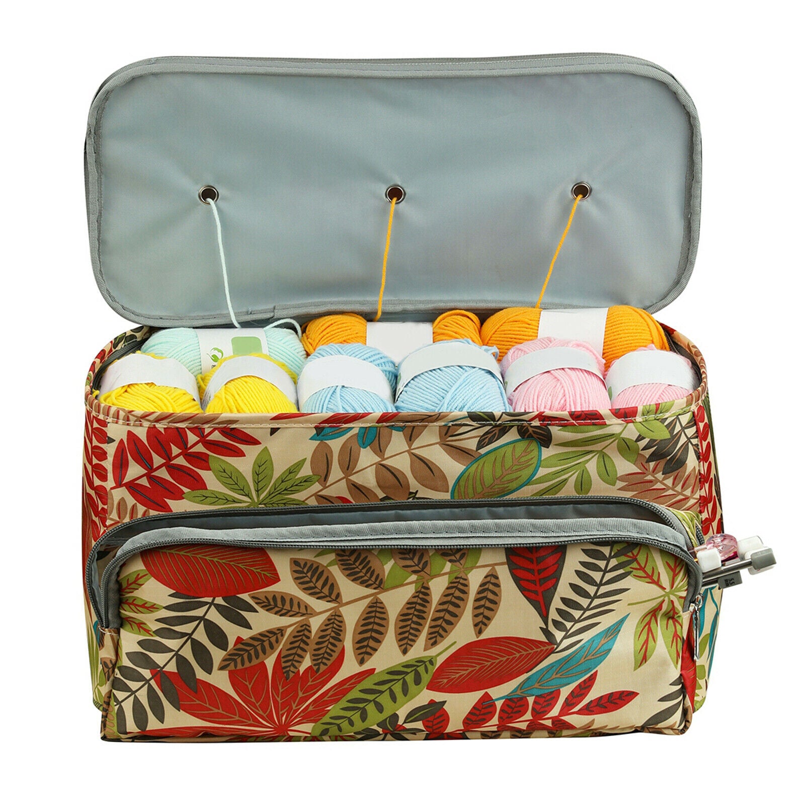 Knitting Bag Yarn Organizer Tote Bag with Zipper Pocket for Knitting Needles
