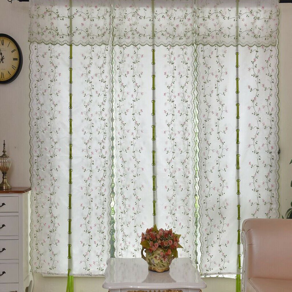 Tie Up Curtain Balloon Shades Window Treatment Valance Gauze 150x80cm