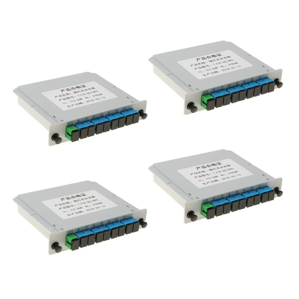 4Pieces 1 to 8 PLC Fiber Optical FTTH Splitter Cassette Card Inserting