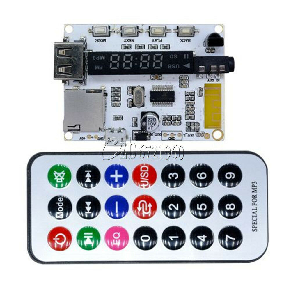 Wireless Bluetooth MP3 FM Decoder Board Audio Remote Module USB TF Radio For Car